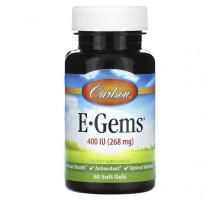Витамин Е Carlson, E-Gems, 400 МЕ (268 мг), 60 мягких таблеток