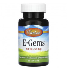 Витамин Е Carlson, E-Gems, 400 МЕ (268 мг), 60 мягких таблеток