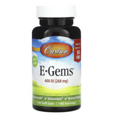 Витамин Е Carlson, E-Gems, 268 мг (400 МЕ), 140 мягких таблеток