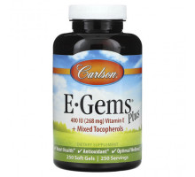 Витамин Е Carlson, E-Gems Plus, 268 мг (400 МЕ), 250 мягких таблеток