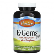 Витамин Е Carlson, E-Gems Plus, 268 мг (400 МЕ), 250 мягких таблеток