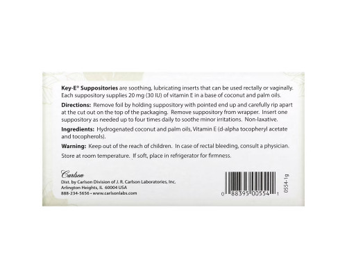 Carlson, Key-E Suppositories, 24 Inserts Carlson, Key-E Suppositories, 24 Inserts