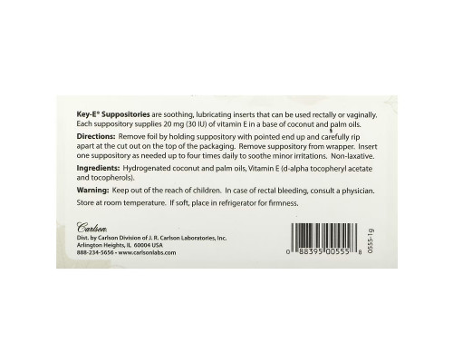 Carlson, Key-E Suppositories, 12 Inserts Carlson, Key-E Suppositories, 12 Inserts