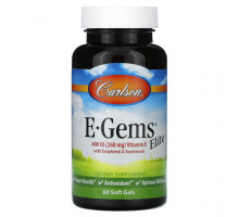 Витамин Е Carlson, E-Gems Elite, 400 МЕ (268 мг), 60 мягких таблеток