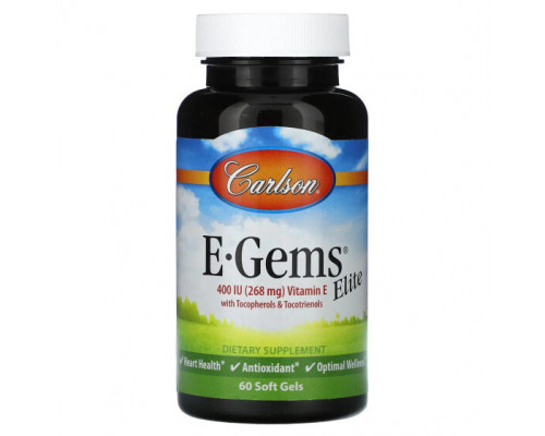 Витамин Е Carlson, E-Gems Elite, 400 МЕ (268 мг), 60 мягких таблеток Витамин Е Carlson, E-Gems Elite, 400 МЕ (268 мг), 60 мягких таблеток