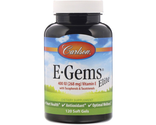 Carlson Labs, E-Gems Elite, 400 IU, 120 Soft Gels Carlson Labs, E-Gems Elite, 400 IU, 120 Soft Gels