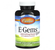 Витамин Е Carlson, E-Gems Elite, витамин E, 670 мг (1000 МЕ), 120 мягких таблеток
