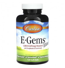 Витамин Е Carlson, E-Gems Elite, витамин E, 670 мг (1000 МЕ), 120 мягких таблеток