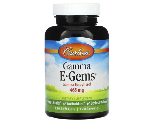 Витамин Е Carlson, Gamma E-Gems, 465 мг, 120 мягких таблеток Витамин Е Carlson, Gamma E-Gems, 465 мг, 120 мягких таблеток