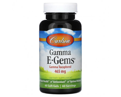 Витамин Е Carlson, Gamma E-Gems, 465 мг, 60 мягких таблеток Витамин Е Carlson, Gamma E-Gems, 465 мг, 60 мягких таблеток