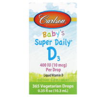 Carlson Labs, Витамин D3 для детей Super Daily , 400 МЕ, 0,35 жидкой унции (10,3 мл)