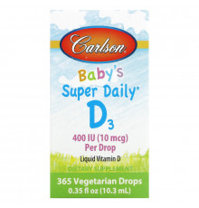 Carlson Labs, Витамин D3 для детей Super Daily , 400 МЕ, 0,35 жидкой унции (10,3 мл)