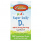 Витамин D Carlson, Kids Super Daily D3, 10 мкг (400 МЕ), 365 вегетарианских капель, 10,3 мл (0,35 жидк. Унции)