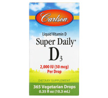 Carlson Labs, Super Daily D3, витамин D3, 2,000 МЕ, 0,37 жидкой унции (10,98 мл)