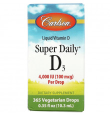 Carlson, Super Daily D3, 100 mcg (4,000 IU), 0.35 fl oz (10.3 ml)