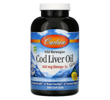 Carlson Labs, Wild Norwegian Cod Liver Oil Gems, натуральный лимонный вкус, 300 мягких таблеток