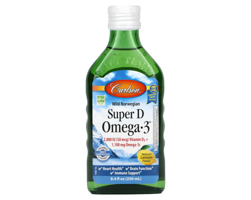 Carlson Labs, Norwegian Super D Omega·3, Natural Lemon Flavor, 8.4 fl oz (250 ml) Carlson Labs, Norwegian Super D Omega·3, Natural Lemon Flavor, 8.4 fl oz (250 ml)