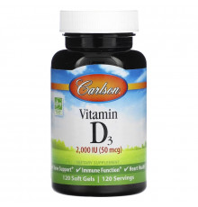 Carlson, Vitamin D3, 50 mcg (2,000 IU), 120 Soft Gels