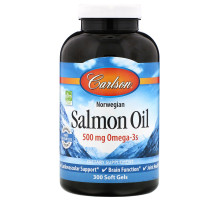 Carlson Labs, Norwegian Salmon Oil, 500 mg, 300 Soft Gels