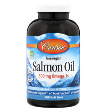 Carlson Labs, Norwegian Salmon Oil, 500 mg, 300 Soft Gels