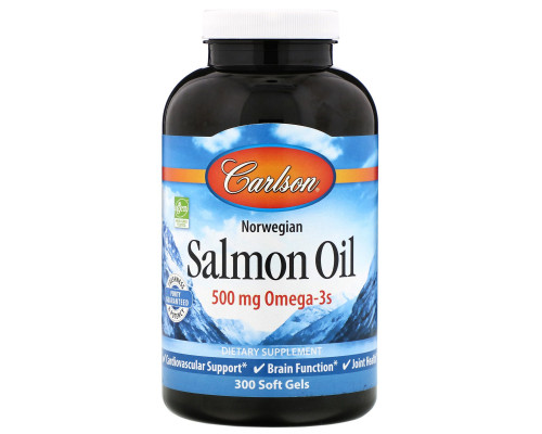 Carlson Labs, Norwegian Salmon Oil, 500 mg, 300 Soft Gels Carlson Labs, Norwegian Salmon Oil, 500 mg, 300 Soft Gels