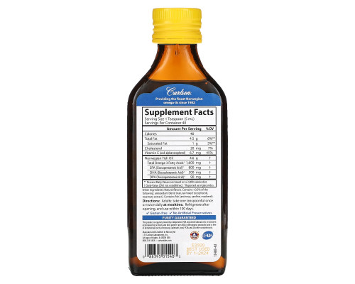 Carlson Labs, Norwegian, лучший рыбий жир, натуральный лимонный вкус, 6,7 ж.унц. (200 мл) Carlson Labs, Norwegian, лучший рыбий жир, натуральный лимонный вкус, 6,7 ж.унц. (200 мл)