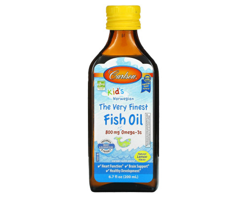Carlson Labs, Kid's, Норвежский продукт, Рыбий жир высочайшего качества, С натуральным вкусом лимона, 200 мл Carlson Labs, Kid's, Норвежский продукт, Рыбий жир высочайшего качества, С натуральным вкусом лимона, 200 мл