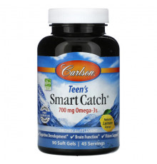 Детское здоровье Carlson, Teen's Smart Catch, натуральный лимон, 700 мг, 90 мягких таблеток