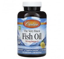 Рыбий жир и Омега 3, 6, 9 Carlson, The Very Finest Fish Oil, натуральный лимон, 700 мг, 120 мягких таблеток