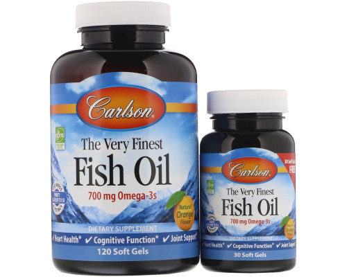 Carlson Labs, The Very Finest Fish Oil, натуральный апельсиновый вкус, 120 + 30 бесплатных мягких капсул Carlson Labs, The Very Finest Fish Oil, натуральный апельсиновый вкус, 120 + 30 бесплатных мягких капсул