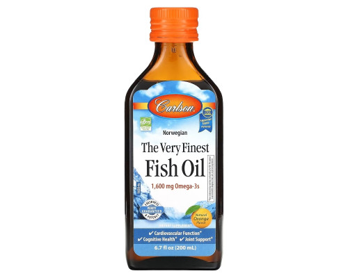 Carlson, The Very Finest Fish Oil, натуральный апельсин, 200 мл (6,7 жидк. Унции)