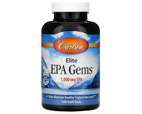 Carlson Labs, Elite EPA Gems, 1000 мг, 120 мягких капсул Carlson Labs, Elite EPA Gems, 1000 мг, 120 мягких капсул