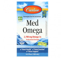 Рыбий жир и Омега 3, 6, 9 Carlson, Med Omega, вкус лимона и лайма, 2 700 мг, 3,3 ж. унц.(100 мл)