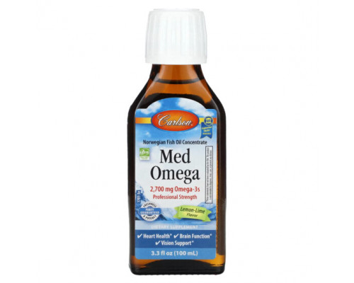 Рыбий жир и Омега 3, 6, 9 Carlson, Med Omega, вкус лимона и лайма, 2 700 мг, 3,3 ж. унц.(100 мл) Рыбий жир и Омега 3, 6, 9 Carlson, Med Omega, вкус лимона и лайма, 2 700 мг, 3,3 ж. унц.(100 мл)