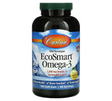 Carlson Labs, EcoSmart Omega-3, Natural Lemon Flavor, 180 Soft Gels
