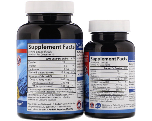 Carlson Labs, EcoSmart Omega-3, Natural Lemon Flavor, 90 + 30 Free Soft Gels Carlson Labs, EcoSmart Omega-3, Natural Lemon Flavor, 90 + 30 Free Soft Gels