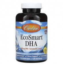 Рыбий жир и Омега 3, 6, 9 Carlson, EcoSmart DHA, натуральный лимон, 500 мг, 120 мягких таблеток