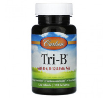 Витамины группы B Carlson, Tri-B с витаминами B6, B12 и фолиевой кислотой, 120 таблеток