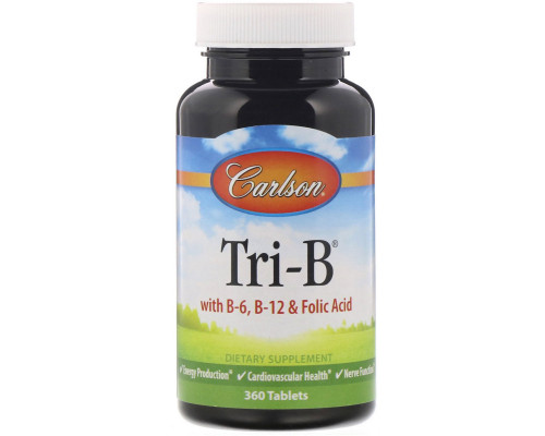 Carlson Labs, Tri-B, комплекс витамина B, 360 таблеток Carlson Labs, Tri-B, комплекс витамина B, 360 таблеток