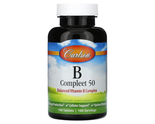 Витамины группы B Carlson, B Compleet 50, 100 таблеток Витамины группы B Carlson, B Compleet 50, 100 таблеток