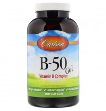 Carlson Labs, B•50 Gel, комплекс витаминов группы B, 200 гелевых капсул