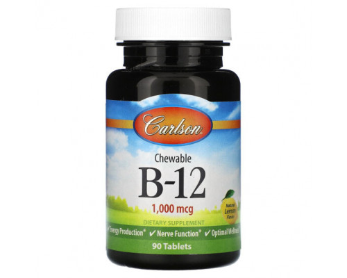 Витамины группы B Chewable Vitamin B-12, Lemon, 1,000 mcg, 90 Tablets Витамины группы B Chewable Vitamin B-12, Lemon, 1,000 mcg, 90 Tablets