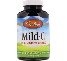 Carlson Labs, Mild·C, Витамин C, 500 мг, 250 капсул
