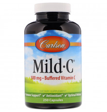 Carlson Labs, Mild·C, Витамин C, 500 мг, 250 капсул