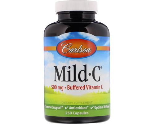 Carlson Labs, Mild·C, Витамин C, 500 мг, 250 капсул Carlson Labs, Mild·C, Витамин C, 500 мг, 250 капсул