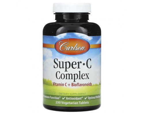 Витамин C Carlson, Super C Complex, 250 вегетарианских таблеток Витамин C Carlson, Super C Complex, 250 вегетарианских таблеток