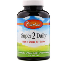 Carlson Labs, Super 2 Daily, Витамины и минералы, Не содержит железа, 120 гелевых капсул