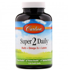 Carlson Labs, Super 2 Daily, Витамины и минералы, Не содержит железа, 120 гелевых капсул