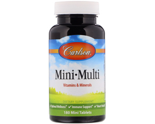 Carlson Labs, Mini-Multi, витамины и минералы, без железа, 180 таблеток Carlson Labs, Mini-Multi, витамины и минералы, без железа, 180 таблеток