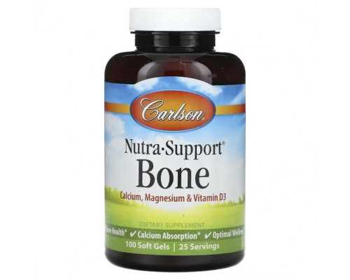 Кальций Carlson, Nutra-Support, для костей, 100 мягких таблеток Кальций Carlson, Nutra-Support, для костей, 100 мягких таблеток